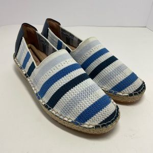 New Cole Haan Grand Series Women's Cloudfeel Espadrille Blue & White Stripe 8.5